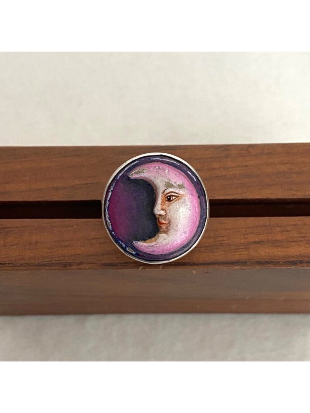VTG Sergio Bustamante Mexico Sterling Silver 925 Enamel Moon Face Ring Sz 7 - Picture 13 of 16